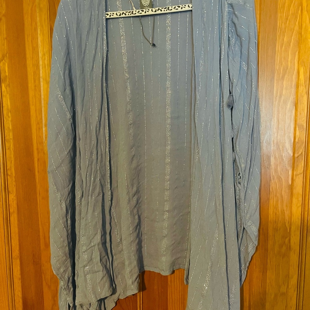 Vince Camuto Light Blue Open-Front Cape